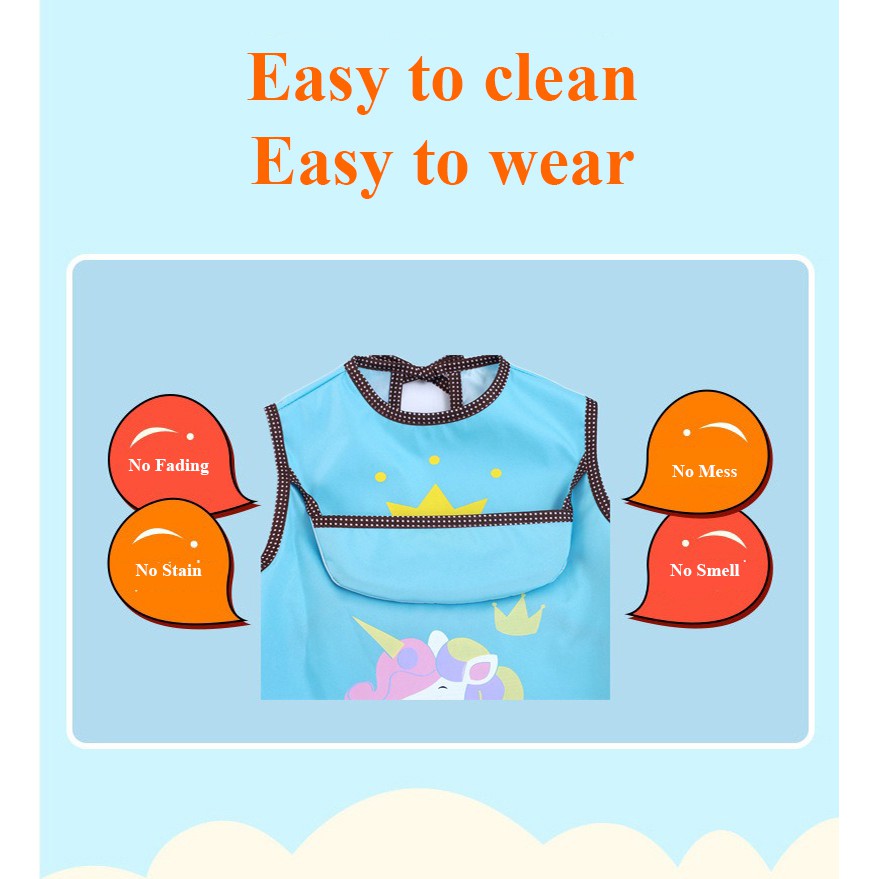 ❤Baby Apron❤Toddler Kids Waterproof Feeding Bib Pocket❤SG Seller❤